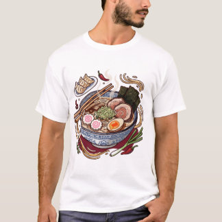 Leckere japanische Ramen und Gyoza-Dumplings. T-Shirt