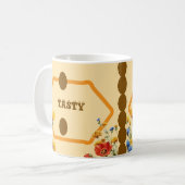 Leckere Kaffebohnen & Florale Tassenticker – Vinta Kaffeetasse (Vorderseite Links)