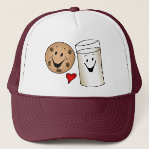 Leckere Kekse und Milch Freunde Cartoon Truckerkappe