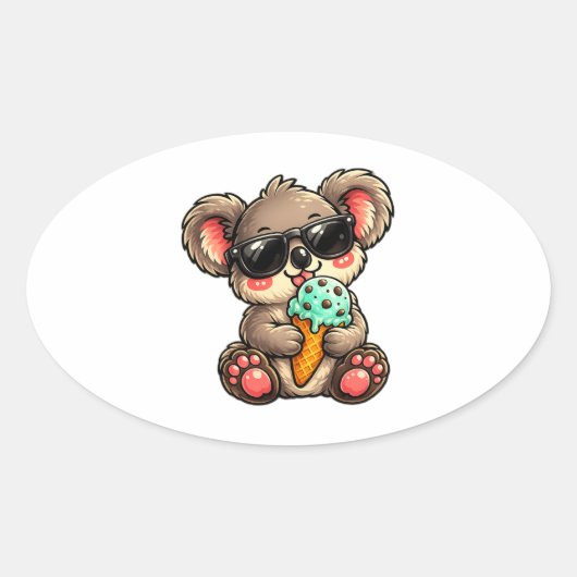 Leckere Koala-Eiscreme Ovaler Aufkleber (Vorderseite)