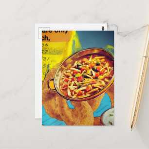 Leckere Linsoladenringe und Suppe Mixed-Media-Coll Postkarte