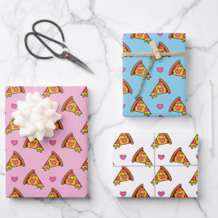 Leckere Pizza-Scheiben Muster Geschenkpapier Set
