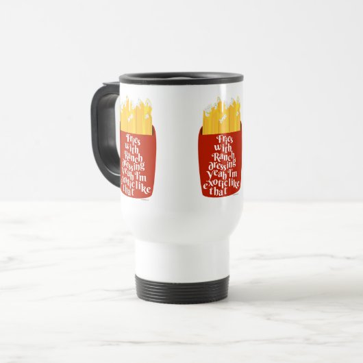 Leckere Pommes Frites mit Ranch Slogan Fun Food Ca Reisebecher (Vorderseite Links)
