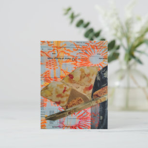 Leckere Vintage-Nachspeisen Mixed Media Collage Postkarte