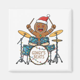 Leckere Weihnachtsmann-Drummer Lustiger Weihnachts Magnet
