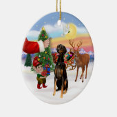 Leckerei des Weihnachtsmanns - Doberman Pinscher ( Keramikornament (Rechts)