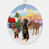 Leckerei des Weihnachtsmanns - Doberman Pinscher ( Keramikornament (Links)