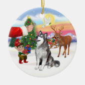 Leckerei für ein Alaskan Malamute Keramik Ornament (Vorne)