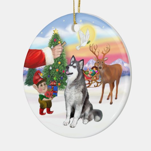 Leckerei für ein Alaskan Malamute Keramik Ornament (Links)