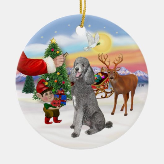 Leckerei für ein Silver Standard Poodle Keramik Ornament (Vorne)