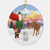 Leckerei für ein weißes Poodle (Spielzeug) Keramik Ornament (Links)