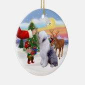 Leckerei für einen alten englischen Schäferhund Keramikornament (Rechts)