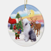 Leckerei für einen alten englischen Schäferhund Keramikornament (Links)