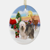 Leckerei für einen alten englischen Schafhund Keramikornament (Rechts)