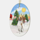 Leckerei für einen amerikanischen Foxhound Keramik Ornament (Links)