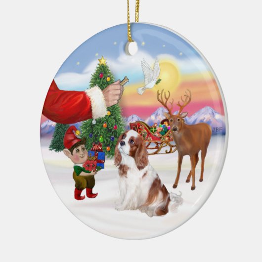 Leckerei für einen Blenheim Cavalier King Charles  Keramikornament (Links)