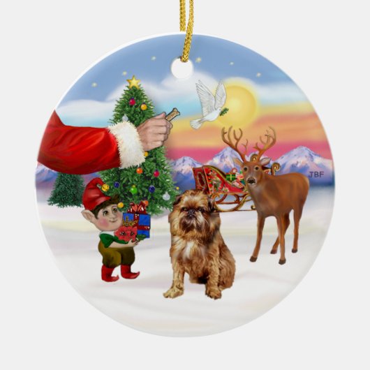 Leckerei für einen Brüsseler Griffon Keramikornament (Vorne)