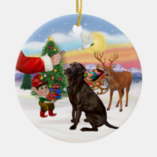Leckerei für einen Chocolate Labrador Keramikornament