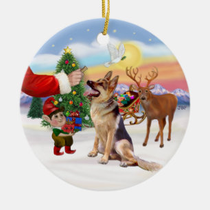 Leckerei für einen deutschen Schäferhund Keramik Ornament