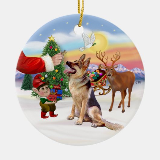 Leckerei für einen deutschen Schäferhund Keramik Ornament (Vorne)