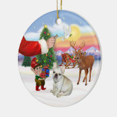 Leckerei für einen französischen Bulldog Keramik Ornament (Links)