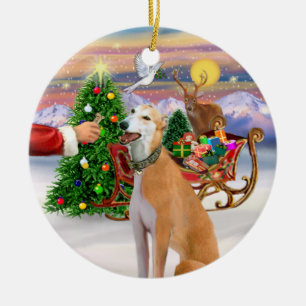 Leckerei für einen hellroten Windhund Keramik Ornament