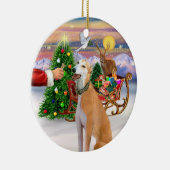 Leckerei für einen leicht roten Windhund Keramik Ornament (Rechts)