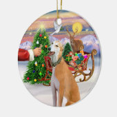 Leckerei für einen leicht roten Windhund Keramik Ornament (Links)