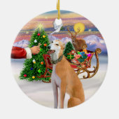 Leckerei für einen leicht roten Windhund Keramik Ornament (Hinten)