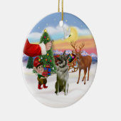 Leckerei für einen norwegischen Elkhound Keramikornament (Rechts)