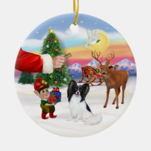 Leckerei für einen Papillon Keramikornament