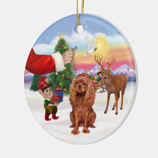 Leckerei für einen Ruby Cavalier King Charles Span Keramikornament (Links)