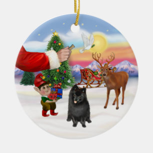 Leckerei für einen schwarzen Pomeranian Keramikornament