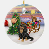 Leckerei für einen Schwarzen und Tan Cavalier King Keramikornament (Hinten)