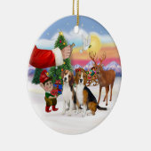 Leckerei für zwei Beagles Keramikornament (Rechts)