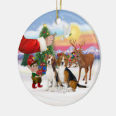 Leckerei für zwei Beagles Keramikornament (Links)