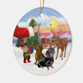 Leckerei für zwei Dackeln Keramik Ornament (Links)