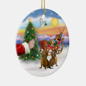 Leckerei für zwei Dackeln (rot/braun) Keramik Ornament (Rechts)