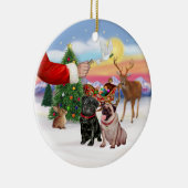 Leckerei für zwei Mops (fawn + black) Keramikornament (Rechts)