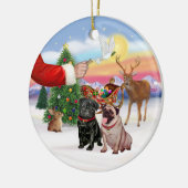 Leckerei für zwei Mops (fawn + black) Keramikornament (Links)