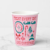 Leckerei jeden Tag wie Weihnachten Pappbecher (Rückseite)