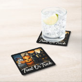 "Leckerei oder Trick" Halloween-Pinselstrichkatze Rechteckiger Pappuntersetzer (Vor Ort)