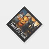 "Leckerei oder Trick" Halloween-Pinselstrichkatze Serviette (Ecke)