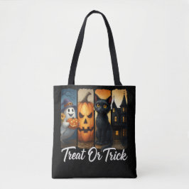 "Leckerei oder Trick" Halloween-Pinselstrichkatze Tasche