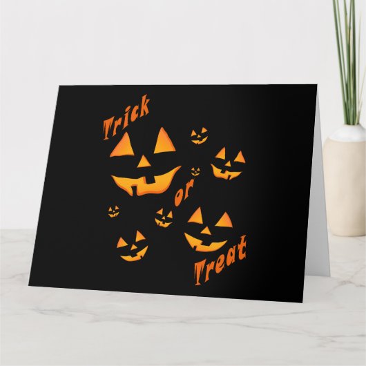 Leckerei oder Trick und Jack-O-Lantern Augen und L Dankeskarte (Vorderseite)