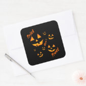 Leckerei oder Trick und Jack-O-Lantern Augen und L Quadratischer Aufkleber (Umschlag)