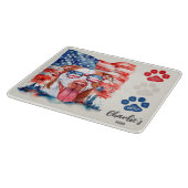 Leckerei Red White and Blue Funny Cream Pitbull Do Schneidebrett (Ecke)