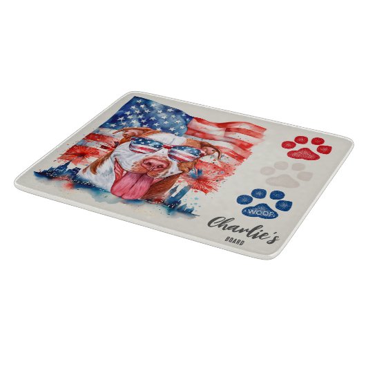 Leckerei Red White and Blue Funny Cream Pitbull Do Schneidebrett (Ecke)