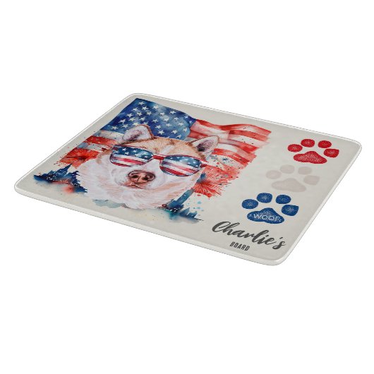 Leckerei Rot-Weiß und Blauer Creme Sibirische Husk Schneidebrett (Ecke)