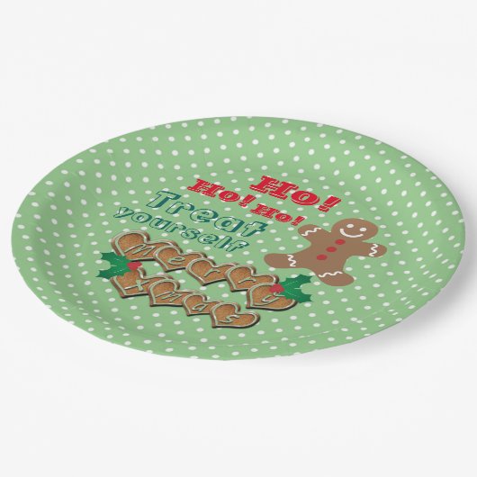 "Leckerei Sie selbst" Weihnachtsgebäck und Dots Pappteller (Schrägansicht)